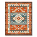 Energetic Terracotta Blue Tribal Rug(Red)