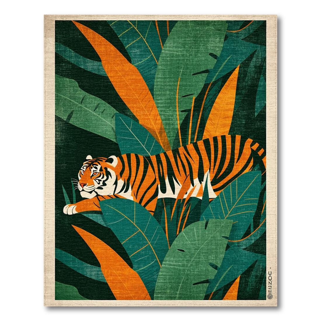 Exotic Teal Orange Jungle Tiger Rug