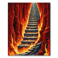 Fiery Red Staircase Dramatic Rug(Red)