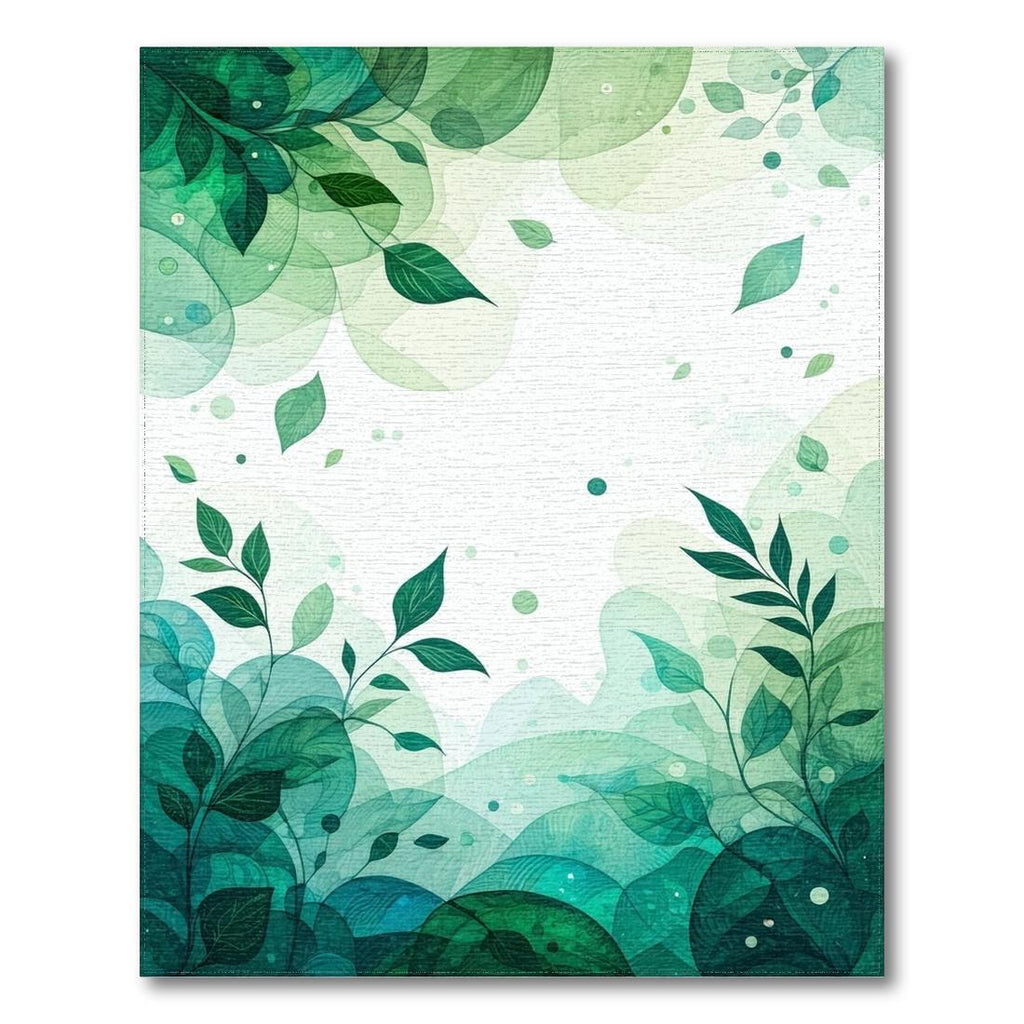 Fresh Green Leaf-Patterned Rug