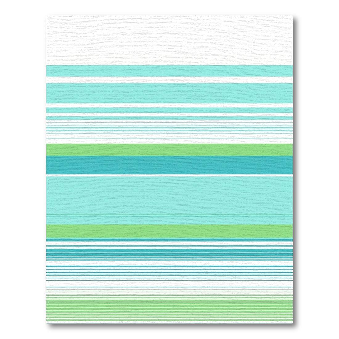 Fresh Teal-Green Striped Rug(Blue)