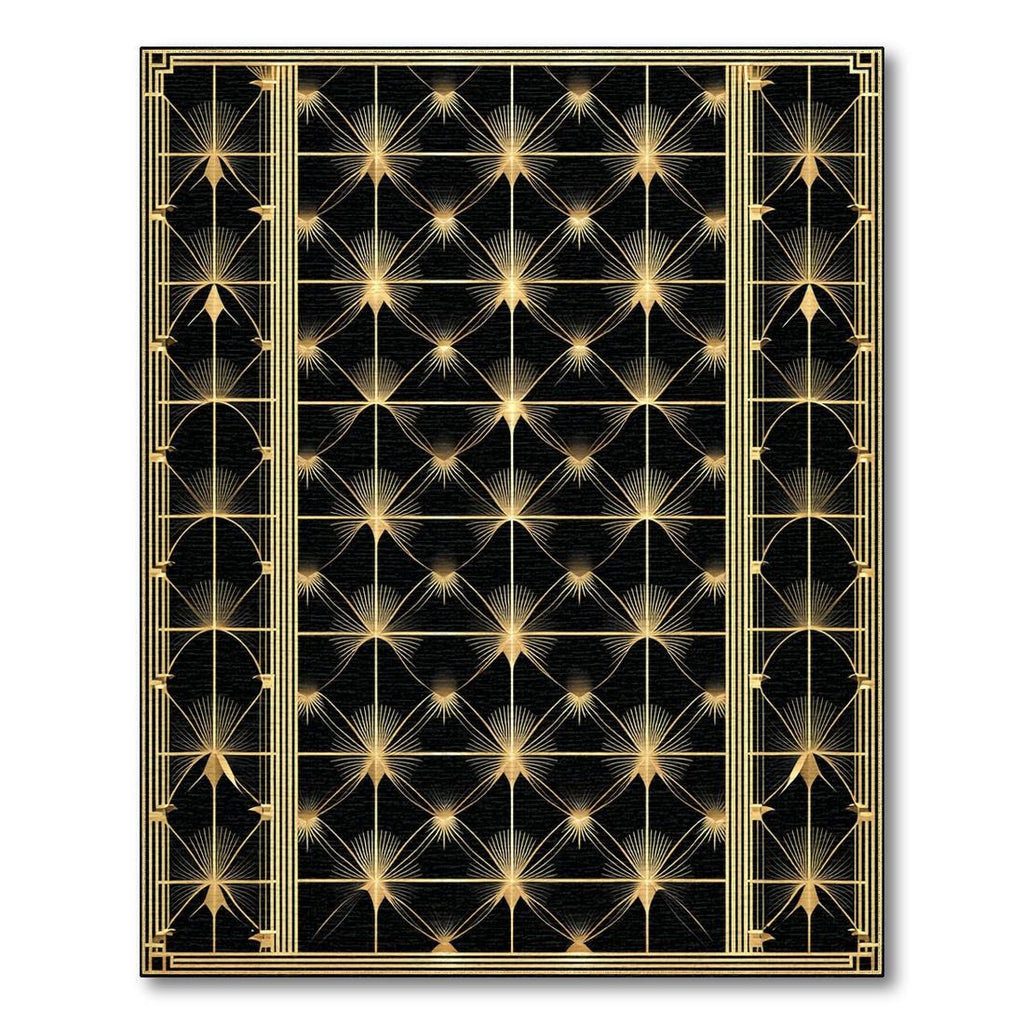 Glamorous Black Gold Geometric Rug(Black)