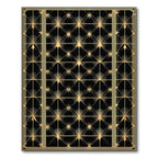 Glamorous Black Gold Geometric Rug(Black)