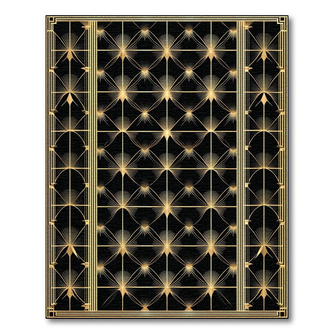 Glamorous Black Gold Geometric Rug(Black)