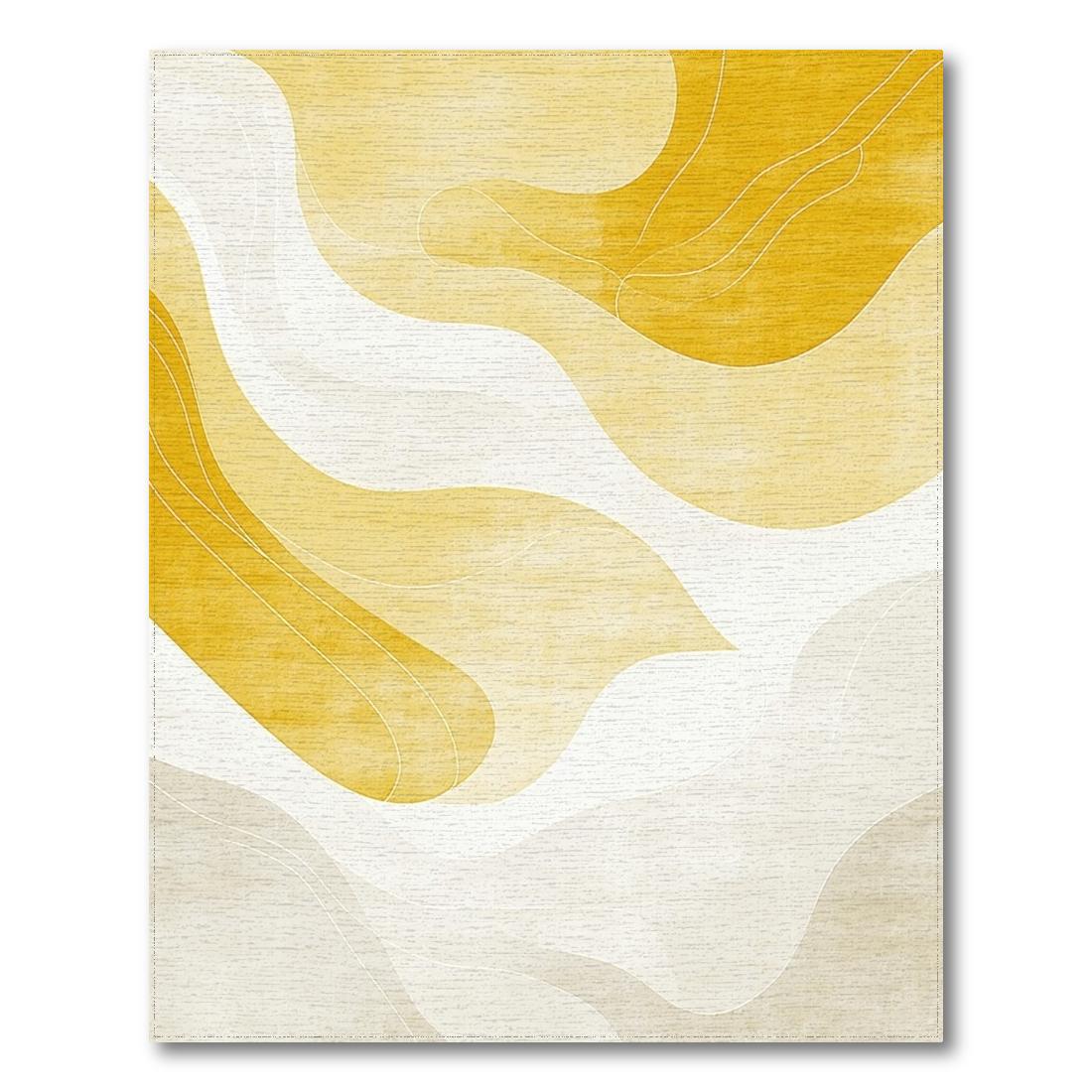 Golden Abstract Wave Serene Rug