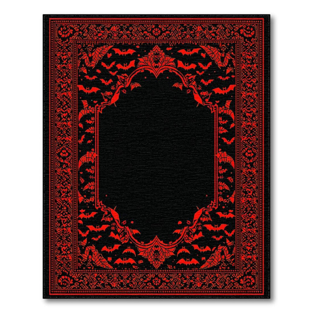 Gothic Red Black Bat Rug(Black)