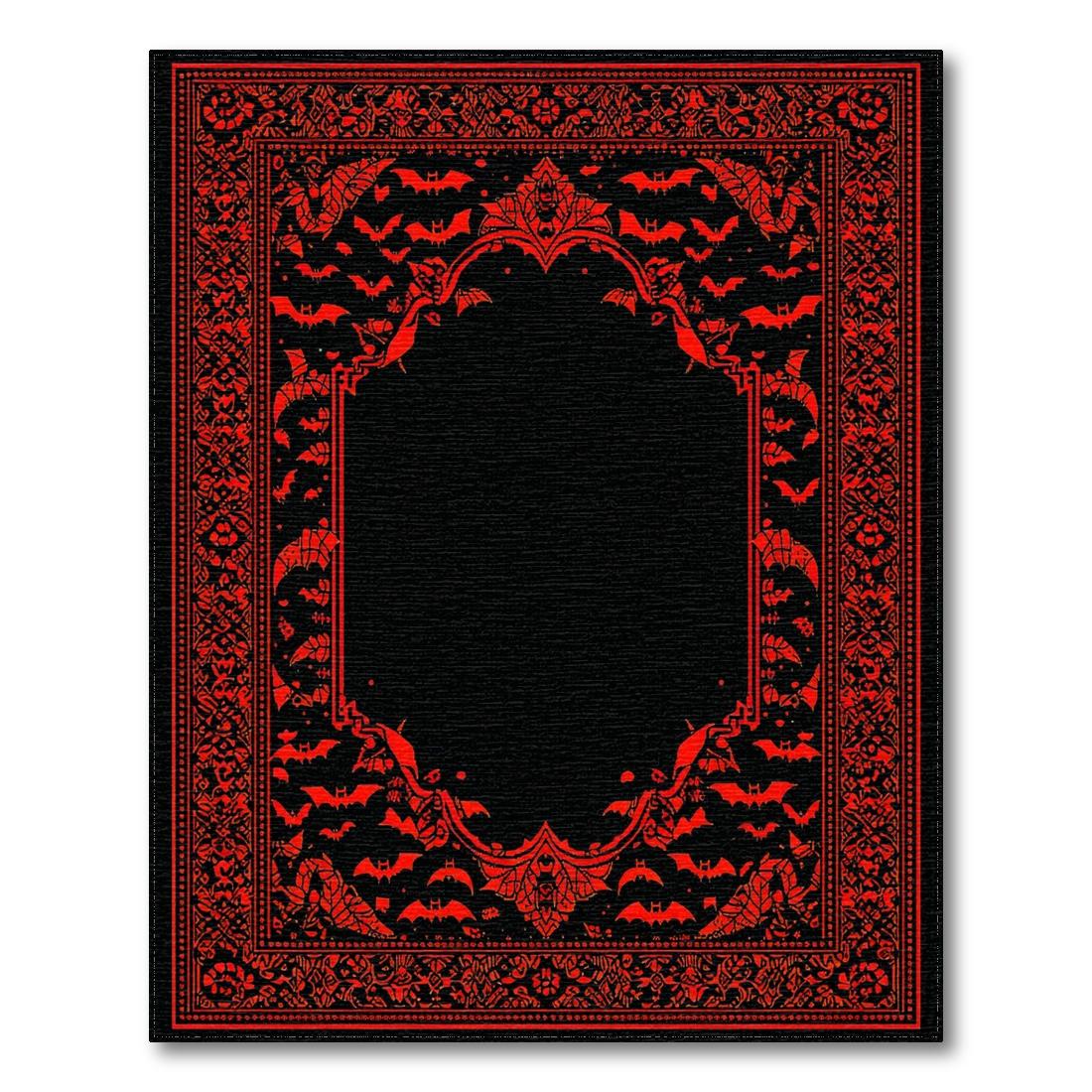 Gothic Red Black Bat Rug(Black)