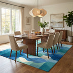 Gradient Blue Abstract Water Waves Rug