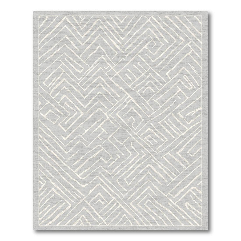 Gray Geometric Maze Modern Rug(Gray)