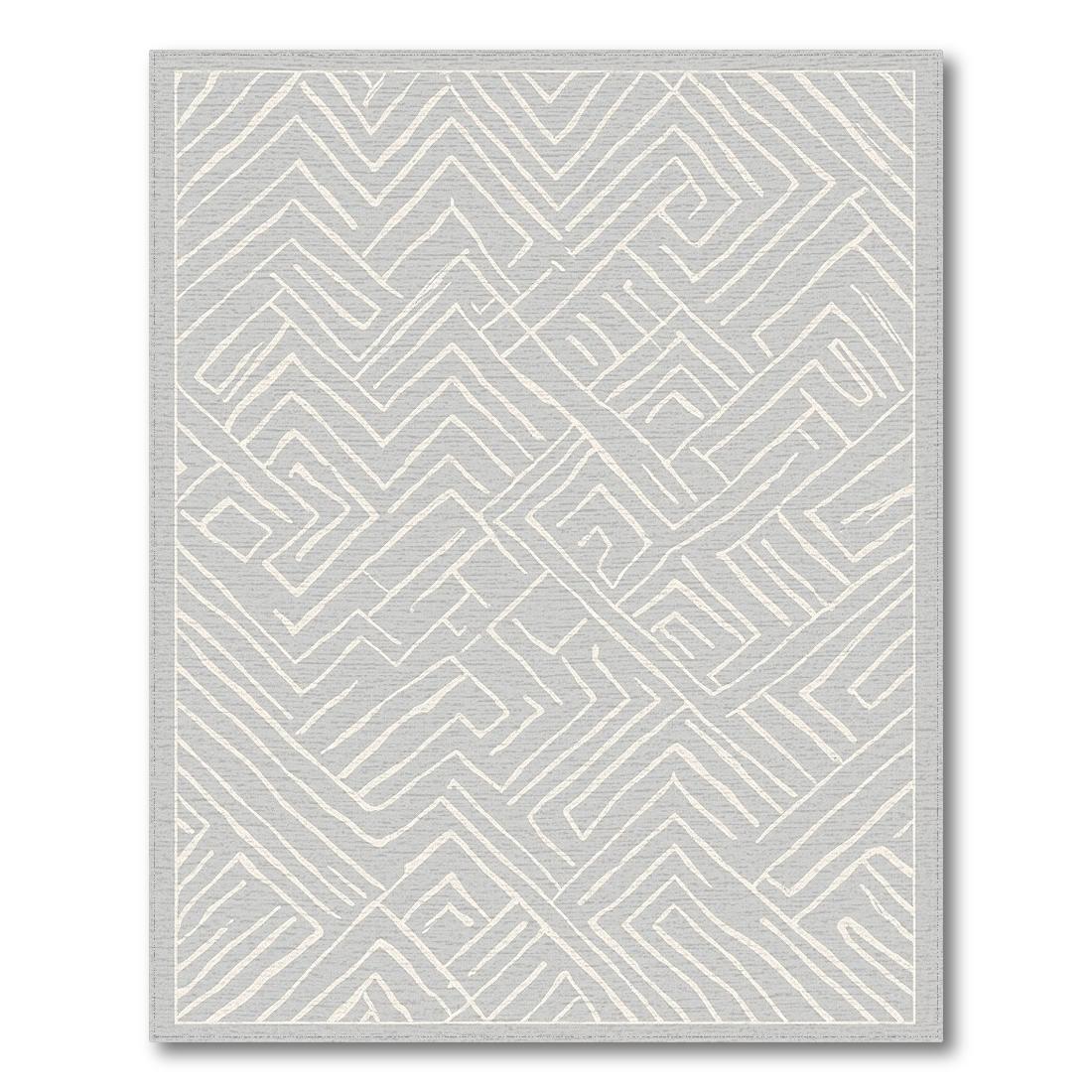 Gray Geometric Maze Modern Rug(Gray)