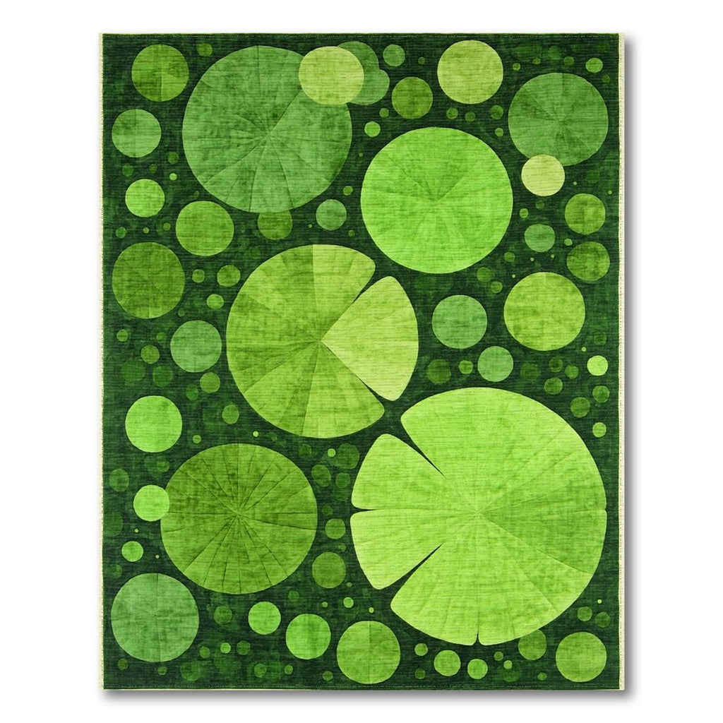 Green Abstract Circular Serene Rug