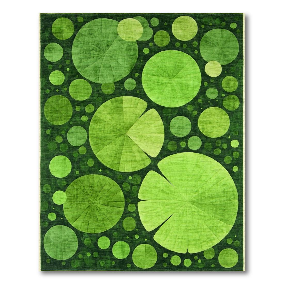 Green Abstract Circular Serene Rug