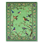 Green Bird Floral Vibrant Rug(Green)