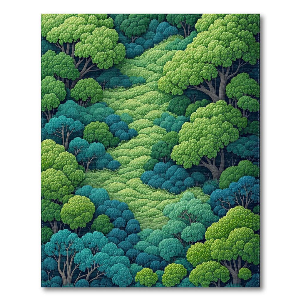 Green-Blue Forest Serene Rug(Green)