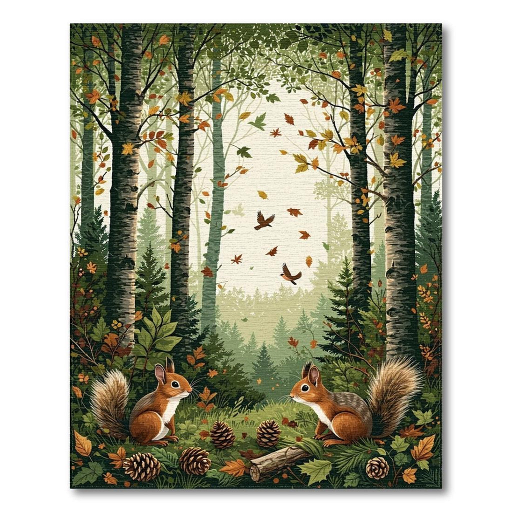 Green-Brown Woodland Cheerful Rug(Brown)