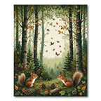 Green-Brown Woodland Cheerful Rug(Brown)