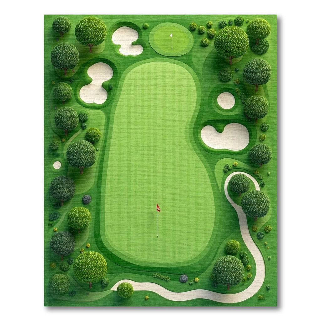 Green Golf Course Tranquil Rug