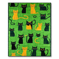 Green Whimsical Cat-Print Rug(Green)