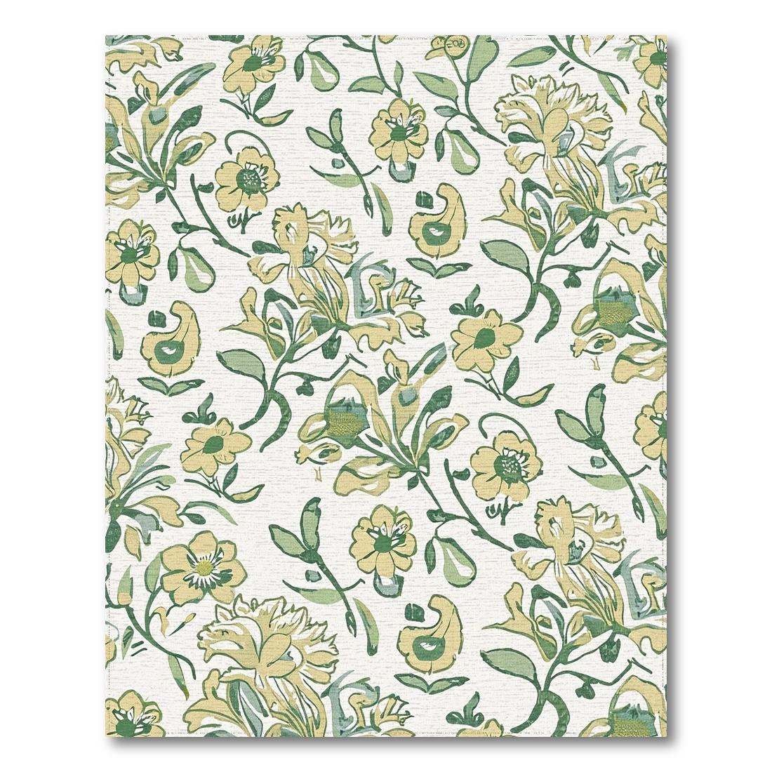 Green-Yellow Floral Serene Rug(Green)