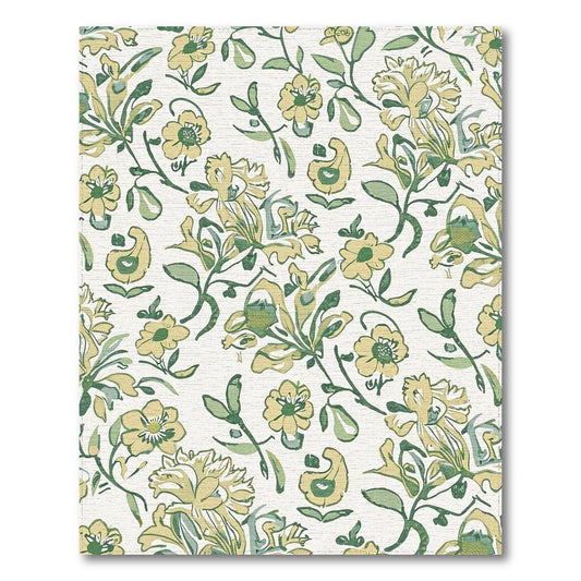 Green-Yellow Floral Serene Rug(Green)