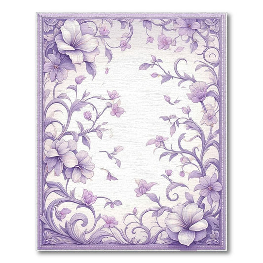Lavender Floral Vine Serene Rug(Purple)