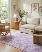 Faded Lavender Distressed Floral Rug