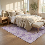 Faded Lavender Distressed Floral Rug