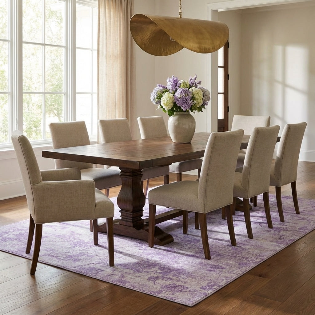 Faded Lavender Distressed Floral Rug