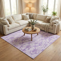 Faded Lavender Distressed Floral Rug