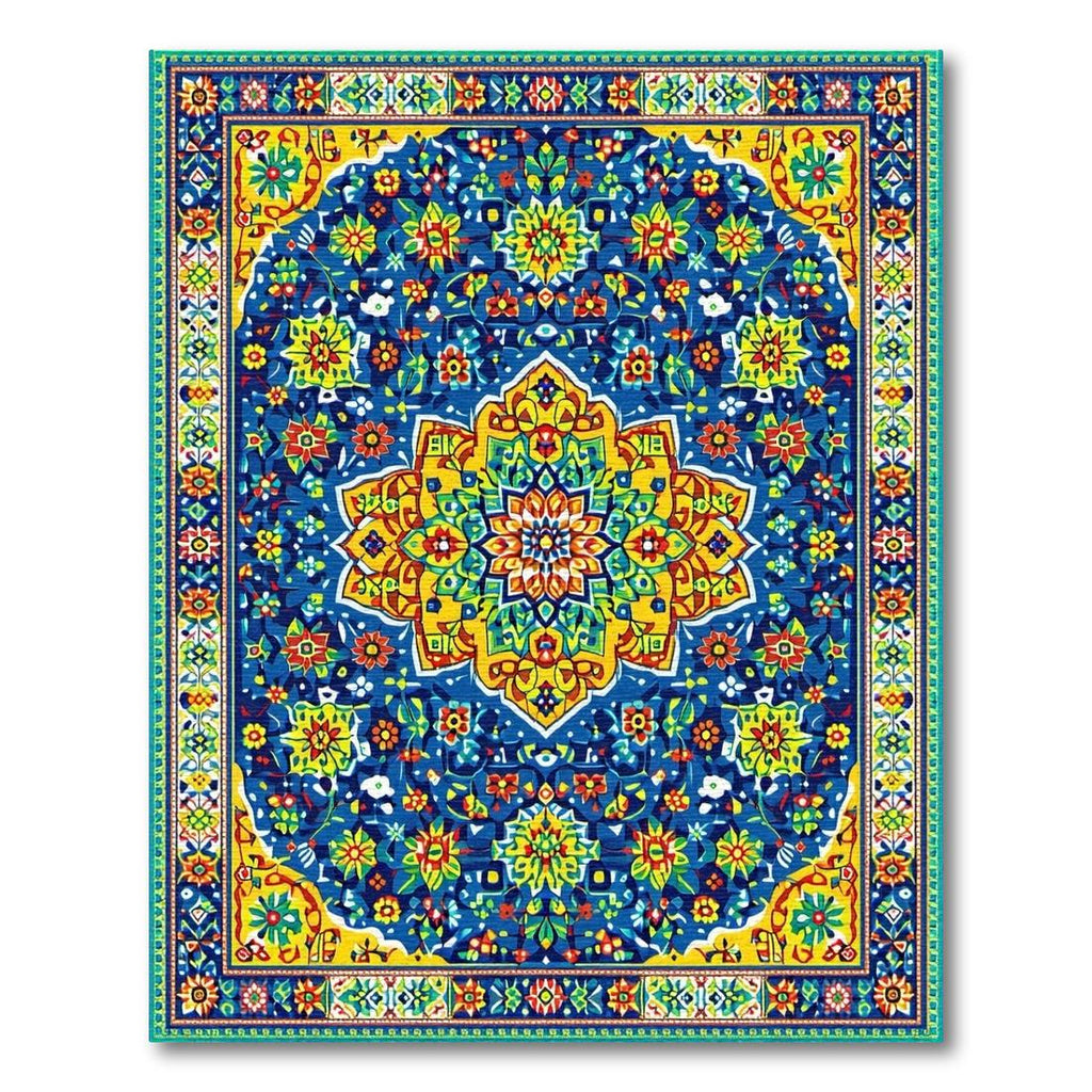 Lively Blue Floral Medallion Rug(Blue)