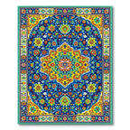 Lively Blue Floral Medallion Rug(Blue)