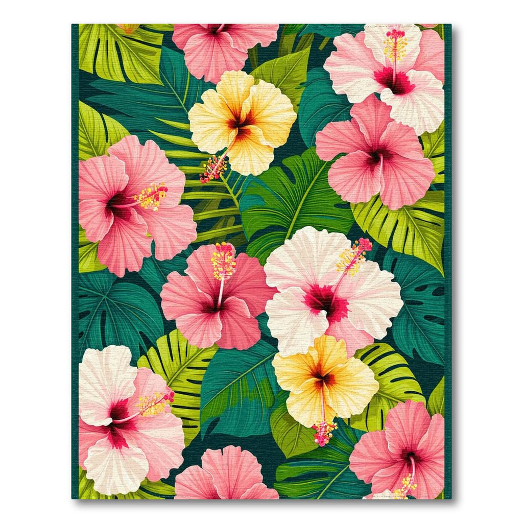 Lively Tropical Floral Rug(Pink)