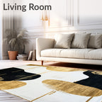 Abstract Splatter Gold And Black Rug