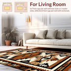 Rustic Terracotta Geometric Stepped Rug