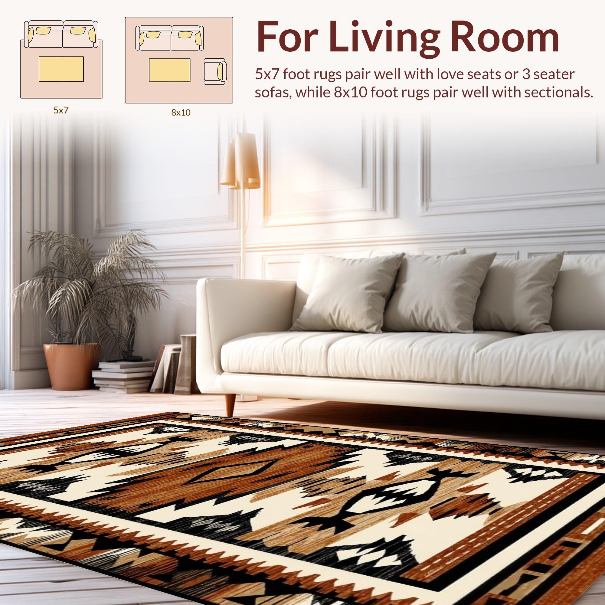 Rustic Terracotta Geometric Stepped Rug