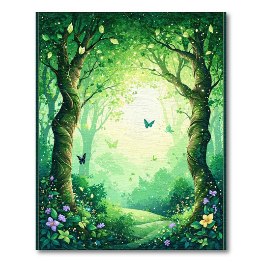Lush Green Enchanted Forest Rug(Green)