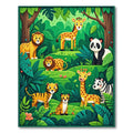 Lush Green Jungle Animal Playful Rug(Green)