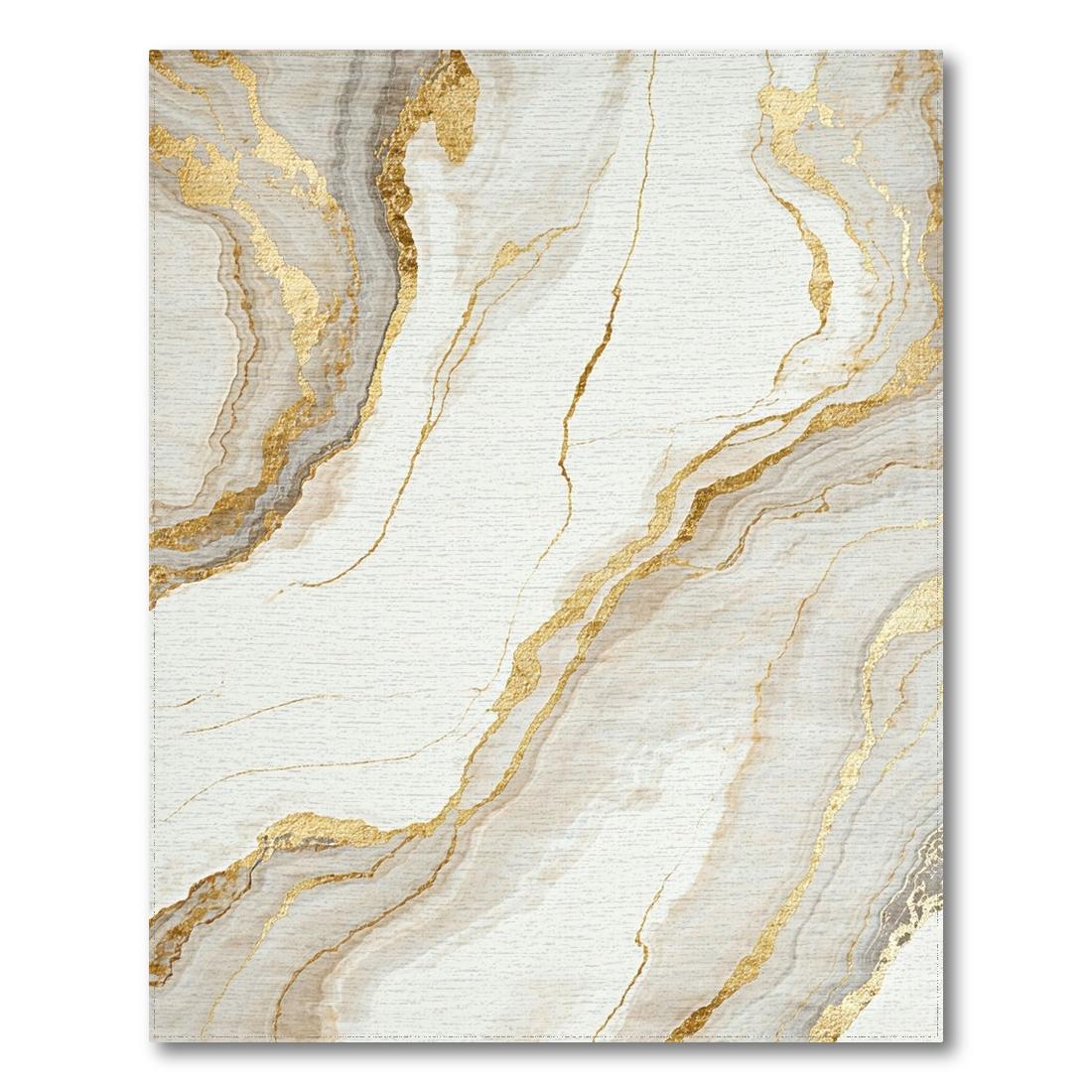 Luxurious Gold Marble Vein Rug(White)