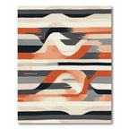 Coral Gray Abstract Wavy Stripes Rug