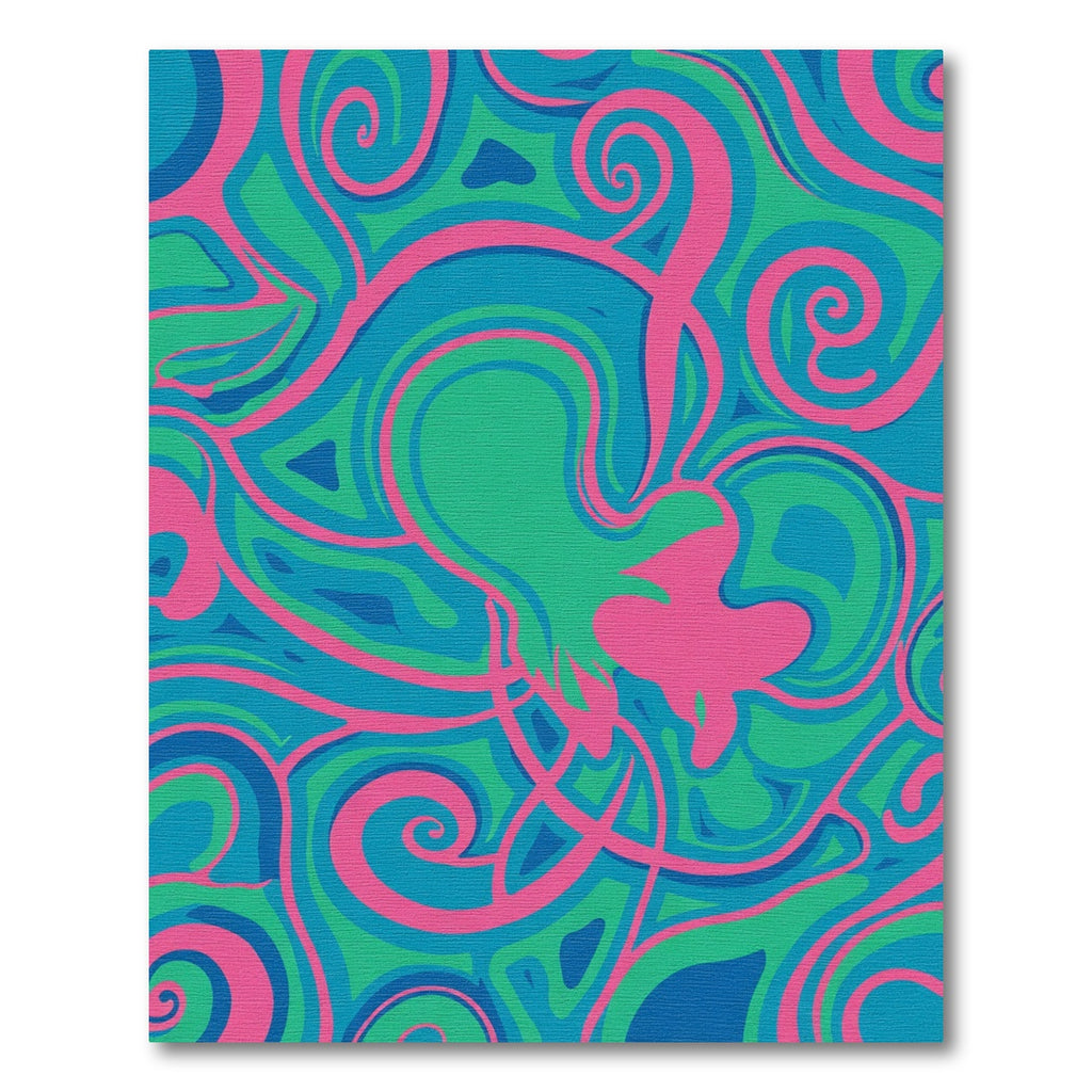 Vibrant Pink Blue Green Swirls Rug