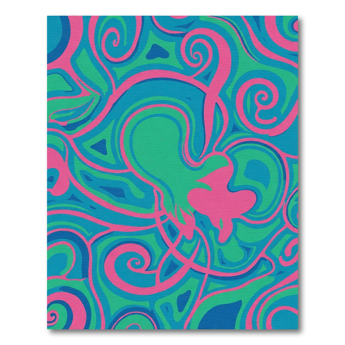 Vibrant Pink Blue Green Swirls Rug