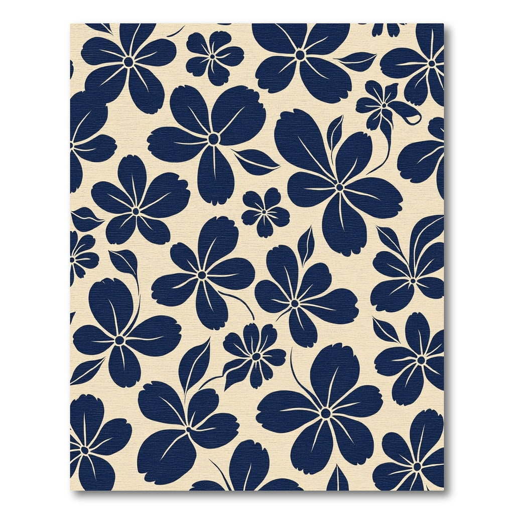 Navy Blue Floral Blossom Repeats Rug