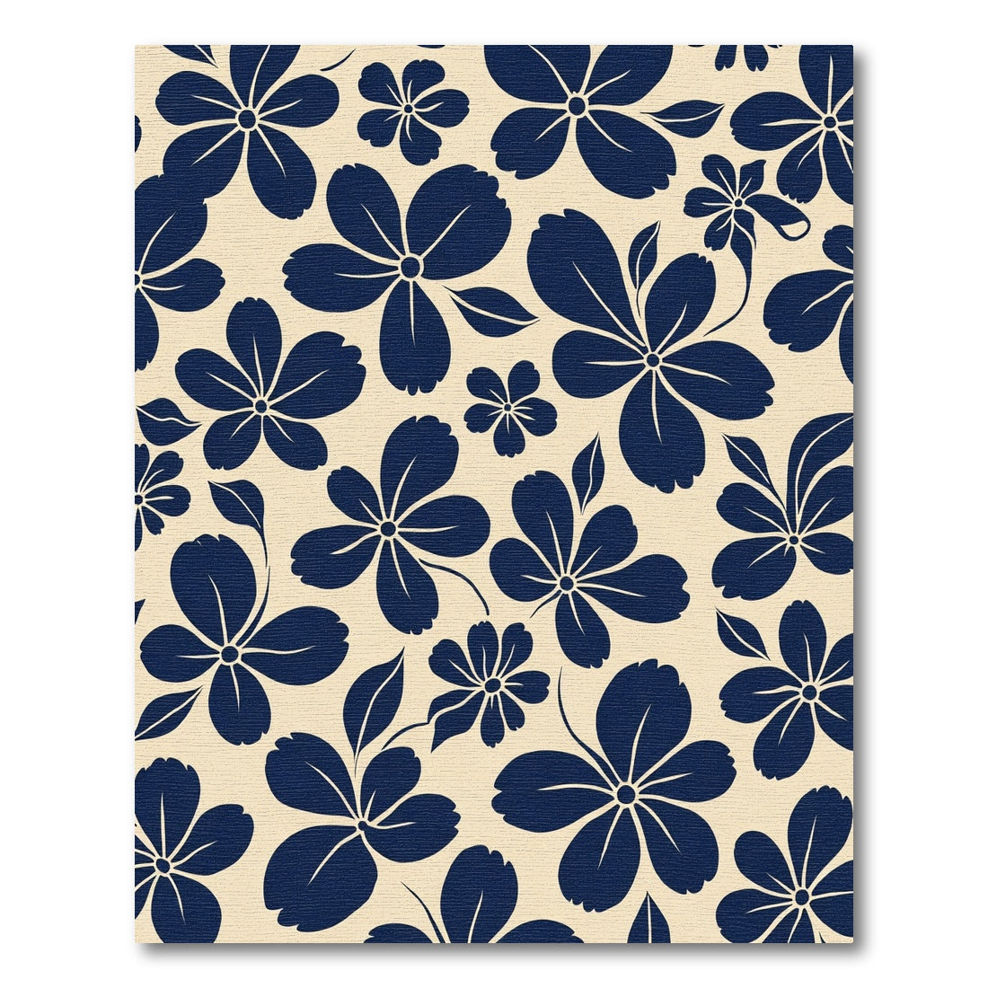 Navy Blue Floral Blossom Repeats Rug