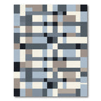 Gray Blue Tan Geometric Blocks Rug