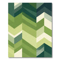 Green Herringbone Geometric Stripes Rug