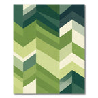 Green Herringbone Geometric Stripes Rug