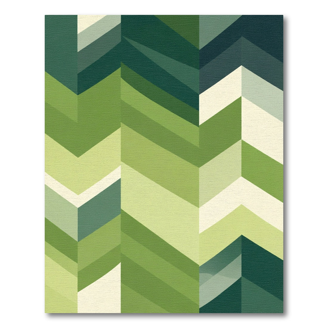 Green Herringbone Geometric Stripes Rug
