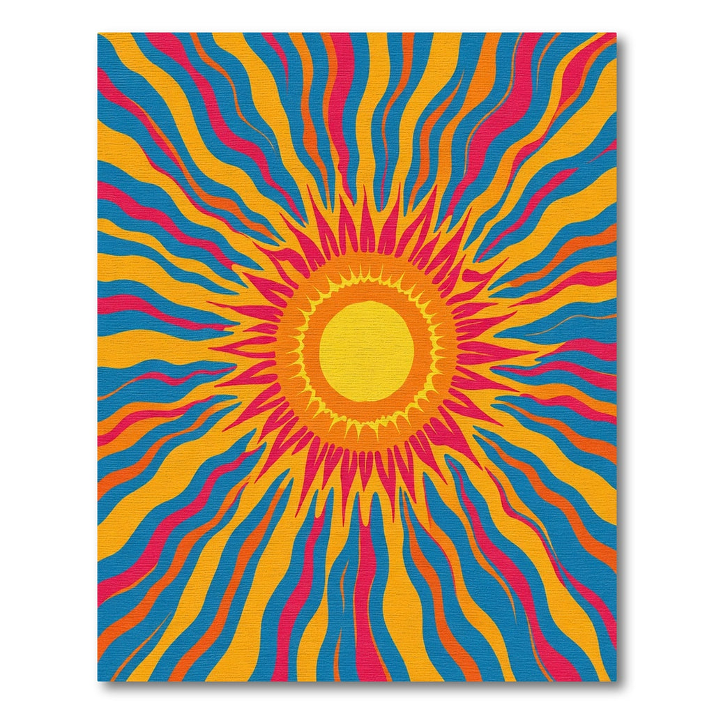 Radiant Psychedelic Sunburst Rays Rug