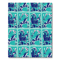 Bold Blue White Teal Animal Tile Rug