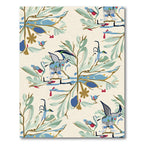 Whimsical Blue Bird Foliage Arrangement Rug